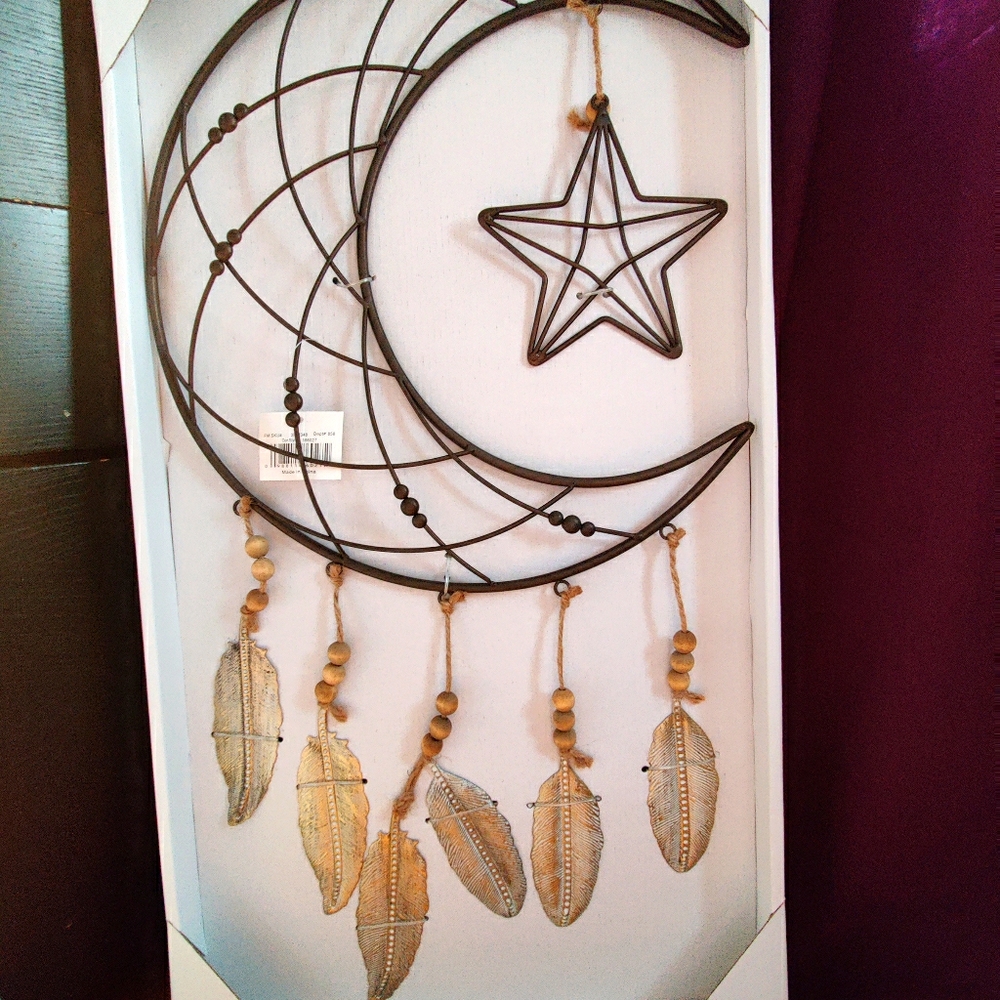 Boho metal moon and star dreamcatcher wallhanging